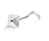 Pyramid Shaped Silver Curved Nose Stud NSKB-145